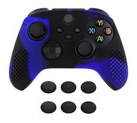 eXtremeRate PlayVital Coque pour Xbox Series X Manette,Housse Protection Silicone avec Capuchon Joystick pour Xbox Series X/S Controller Skin Accessoires-Bleu&Noir,Édition Cloutée 3D