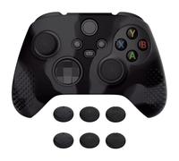 eXtremeRate PlayVital Coque pour Xbox Series X Manette,Housse Protection Silicone avec Capuchon Joystick pour Xbox Series X/S Controller Skin Accessoires-Noir & Gris Foncé,Édition Cloutée 3D