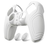 eXtremeRate PlayVital Coque Protection pour ps5 Manette,Édition Samouraï | Housse Silicone avec Capuchon pour ps5 Joystick Controller Cover Skin Antidérapante,Blanc