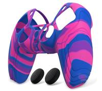 eXtremeRate PlayVital Coque Protection pour ps5 Manette,Housse Silicone avec Capuchon pour ps5 Joystick Controller Cover Skin Antidérapante,Édition Samouraï-Rose&Violet& Bleu