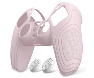 eXtremeRate PlayVital Coque Protection pour ps5 Manette,Housse Silicone avec Capuchon pour ps5 Joystick Controller Cover Skin Antidérapante,Édition Samouraï-Rose