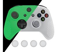 eXtremeRate PlayVital Coque Protection pour Xbox One X/S Manette avec Capuchon Joystick,Housse Silicone pour Xbox One X/S Controller-Vert Lumineux