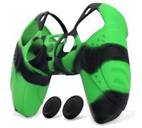 eXtremeRate PlayVital Protection Manette pour ps5 Coque,Housse Silicone avec Capuchon Joystick pour ps5 Controller Accessoire Cover Skin Antidérapante-Vert & Noir,Édition Guardian