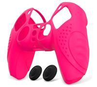 eXtremeRate PlayVital Protection Manette pour ps5 Coque,Housse Silicone avec Capuchon Joystick pour ps5 Controller Accessoire Cover Skin Antidérapante-Rose Brillant,Édition Guardian