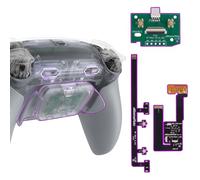 eXtremeRate Rise Plus Max Palettes pour ps5 Manette Remap Kit Programmable pour ps5 BDM-030 040 050 avec Clicky Trigger Stop,Coque Arrière avec Boutons Contrôle Gâchette-Transparent Gris