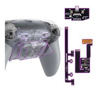 eXtremeRate RISE4 Plus Max Palettes pour ps5 Manette BDM-030 040 050 Remap Kit Programmable,Coque Arrière pour ps5 avec Boutons Contrôle Gâchette & Clicky Trigger Stop-Transparent Gris