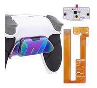 eXtremeRate RISE4 Remap Kit,Coque Arrière Redessinée avec 4 Palette Métal pour ps5 Manette BDM-030/040/050, Palette Métallique (RMB) Version, Métal Bleu Vert Violet Fond Blanc et Noir