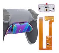 eXtremeRate RISE4 Remap Kit,Coque Arrière Redessinée avec 4 Palette Métal pour ps5 Manette BDM-030/040/050, Palette Métallique (RMB) Version, Métal Bleu Vert Violet Fond Gris Pâle