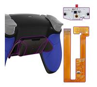 eXtremeRate RISE4 Remap Kit pour ps5 Manette BDM-030/040/050 | Coque Arrière Redessinée avec 4 Palette Métal pour ps5 Manette, Palette Métallique (RMB) Version,Fond Noir Bleu Prue en Métal