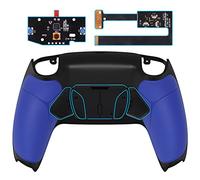 eXtremeRate RISE4 Remap Kit Programmable pour ps5 Manette BDM-010&020, Coque Arrière Redessinée avec 4 Palette pour ps5 Controller, Carte améliorée, Fond Noir et Bleu Prue