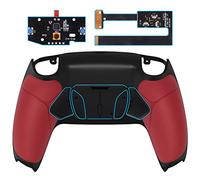 eXtremeRate RISE4 Remap Kit Programmable pour ps5 Manette BDM-010&020, Coque Arrière Redessinée avec 4 Palette pour ps5 Controller, Carte améliorée, Fond Noir et Rose Rouge