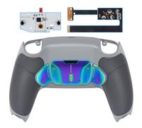 eXtremeRate RISE4 Remap Kit Programmable pour ps5 Manette BDM-010&020, Coque Arrière Redessinée avec 4 Palette Métal pour ps5 Manette, Palette Métallique, Métal Bleu Vert Violet Fond Gris Pâle