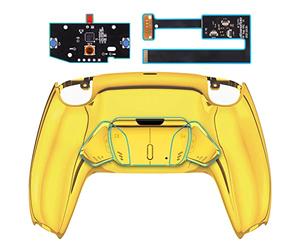 eXtremeRate RISE4 Remap Kit Programmable pour ps5 Manette BDM-010&020, Coque Arrière Redessinée avec 4 Palette pour ps5 Manette, Carte améliorée, Doré