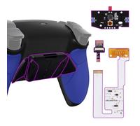 eXtremeRate RISE4 V3 Remap Kit pour ps5 Manette BDM-030/040/050, Coque Arrière Redessinée avec 4 Palette pour ps5 Controller BDM-030/040/050, Carte améliorée, Fond Noir et Bleu Prue