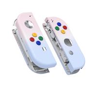 eXtremeRate Switch Joycon Coque avec Bouton,Cover Accessoires pour Nintendo Switch OLED Joycon-Dégradé Violet Rose