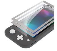 eXtremeRate Verre Trempé pour Nintendo Switch Lite, Protection d'écran pour Switch Lite Anti Rayures et Empreintes Digitales HD Transparent sans Bulles Incassable avec Bordure Gris Clair