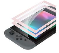 eXtremeRate Verre Trempé pour Nintendo Switch, Protection d'écran pour Switch Anti Rayures et Empreintes Digitales HD Transparent sans Bulles Incassable avec Bordure Rose