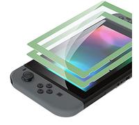 eXtremeRate Verre Trempé pour Nintendo Switch, Protection d'écran pour Switch Anti Rayures et Empreintes Digitales HD Transparent sans Bulles Incassable avec Bordure Vert Matcha