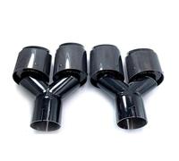 Extrémités de tuyau pour auto 1 Paire LR Universel Double Brillant Noir Automobile Tuyau D'échappement Tuyau De Silencieux En Fiber De Carbone Embout D'échappement Gorge Queue(60 IN 76 OUT)