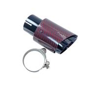 Extrémités de tuyau pour auto 1 Pièce Rouge Brillant Fibre Carbone Noir Acier Inoxydable Universel Tuyau D'échappement Silencieux Tuyau D'échappement Embout Accessoire Gorge Queue(ID 54MM OD 114MM)