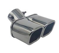 Extrémités de tuyau pour auto Embout D'échappement Carré Universel À Double Sortie 1 Pièce En Acier Inoxydable Titane Noir Entrée Silencieux D'échappement Voiture 60MM/76MM Gorge Queue(63MM Curved)