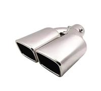 Extrémités de tuyau pour auto Embout D'échappement Universel À Double Sortie 1 Pièce, Buse De Silencieux Arrière Bouche Carrée, Entrée De Silencieux 60mm Gorge Queue(Silver Straight)