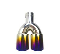 Extrémités Tuyau D'échappement Embout Tuyau Gorge D'échappement Universel Acier Inoxydable Silencieux Automatique Multi-tailles À Double Sortie 51mm 63mm(Blue 51MM)