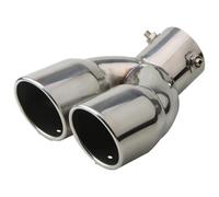 Extrémités Tuyau D'échappement Voiture Tuyau D'échappement Voiture Universel Double Sortie Embout Silencieux En Acier Inoxydable Chrome Argent Queue Arrière Gorge Droit(Silver bent)