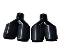 ExtrémitésTuyau Échappement Voiture Tuyau Silencieux Universel Fiber Carbone Brillant Double Sortie Extrémité Arrière Acier Inoxydable Noir 1 Paire(ID 60MM-OD 101MM)