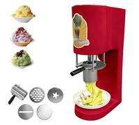 Extrudeuse à spaghetti, machine à glace créative (Gelato Noodle Press), 4 moules de façonnage différents,30 L/h,pour les commerces, les événements festifs, la maison et les desserts(Red)