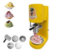 Extrudeuse à spaghetti, machine à glace créative (Gelato Noodle Press), 4 moules de façonnage différents,30 L/h,pour les commerces, les événements festifs, la maison et les desserts(Yellow)