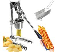 Extrudeuse manuelle de frites longues, extrudeuse de purée de pommes de terre en acier inoxydable de 30 cm, machine à frites extra-longue commerciale manuelle à 12trous