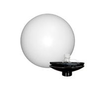 EXTRUMOL Kit d'éclairage extérieur - Diffuseur sphérique en polyéthylène 40 cm opale + base en polycarbonate E-27 noir - Idéal pour jardins, parcs, chemins et espaces publics