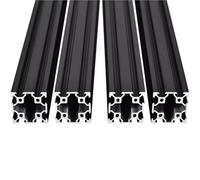 Extrusion d'aluminium, 4 pièces profilé en aluminium 4040 type V à double fente anodisé, cadre de rail guidage d'extrusion linéaire, supports d'équipement, meubles, extrudé (noir, 375 mm)(Black,220mm)