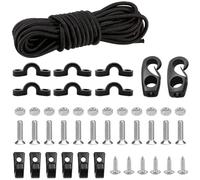 EXTRWORY 1 kit de corde élastique pour kayak - 6 mm x 2,5 m - Avec vis en acier inoxydable 304, écrous, crochets en J et clips en C - Noir - Pour sports nautiques