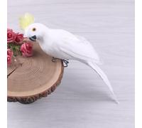 EXTRWORY 1 perroquet artificiel de 25 cm, imitation oiseau à plumes réaliste ornement de jardin, accessoire de perroquet artificiel pour décoration artisanale (couronne jaune et blanche)