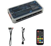 EXTRWORY Contrôleur de ventilateur ARGB 6 broches Interface sans fil pour boîtier PC, mode rythme musical, édition lumineuse (émet de la lumière)