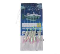 EXTRWORY Ensemble de leurres de pêche avec crochets lumineux pour pêche en haute mer, bar, morue, acier au carbone (1/0#)