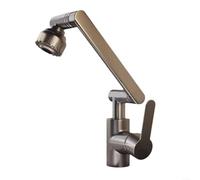 EXTRWORY Ensemble de robinet à bras mécanique rotatif, pour évier de cuisine et lavabo, alimentation en eau chaude froide, matériau plastique et acier, pour salle de bain domestique (A)