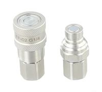 EXTRWORY FF Ensemble d'accouplement rapide hydraulique plat avec valve NPT 1/4 3/8 1/2 3/4 en acier au carbone zinc blanc pour équipement mobile machines agricoles industrielles
