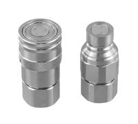 EXTRWORY FF Ensemble d'accouplement rapide hydraulique plat avec valve NPT 1/4 3/8 1/2 3/4 en acier au carbone zinc blanc pour équipement mobile machines agricoles industrielles