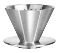 EXTRWORY Filtre à café en acier inoxydable 304 pour V60 Verser Over, goutteur octogonal avec design double couche, maison moderne pour outil de brassage Barista, noir (argent)