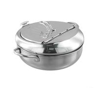 EXTRWORY Friteuse en acier inoxydable avec couvercle et grille amovible - Contrôle de la température - Pour la cuisine - Argenté - 22 L (201 + 24 cm)