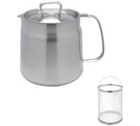 EXTRWORY Friteuse en acier inoxydable avec panier et passoire, récipient de filtre à huile 304 pour friture profonde et tempura, bec d'aigle pour la cuisine, argent, 20 L (1,5 l)