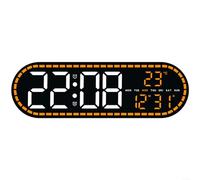 EXTRWORY Horloge numérique LED géométrique moderne avec calendrier, alarme, affichage de la température, luminosité réglable, support mural pour chambre à coucher, étude, bleu, 25 x 8 cm (C)
