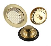 EXTRWORY Kit de bonde de vidange d'évier en acier inoxydable doré avec panier moderne pour cuisine, salle de bain, buanderie, filtre en maille métallique résistant à la rouille (doré)