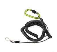 EXTRWORY Lanière de pêche en spirale pour la sécurité rétractable, cordon spiralé, noir, télescopique jusqu'à 500 cm avec double boucles et fil d'acier pour pêcheurs en plein air (version audacieuse