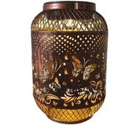 EXTRWORY Lanterne d'extérieur à énergie solaire vintage en métal à suspendre IP65 étanche à l'eau chaude pour jardin, terrasse, pelouse, allée, décoration marron (style E papillon)