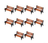 EXTRWORY Lot de 10 bancs de parc miniatures réalistes pour maquette de train HO OO 1:75 1:100 1:200 Orange et noir en plastique ABS pour plate-forme de mise en page Scène de rue (1:100)