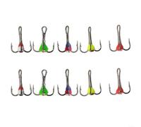 EXTRWORY Lot de 10 hameçons de pêche sur glace en acier inoxydable à trois mâchoires - Appât coulant multi-angle - Design suspendu pour équipement de pêche d'hiver (8#)